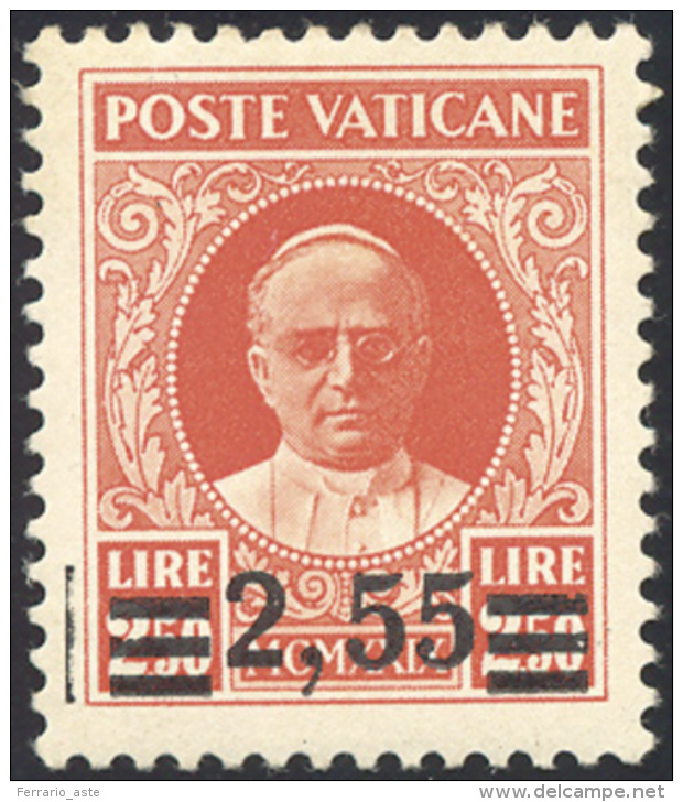 1937 - 2,55 Su 2,50 Lire Provvisoria, II Tiratura, Impronta Di Spazio Tipografico A Sinistra (B38c),... - Autres & Non Classés