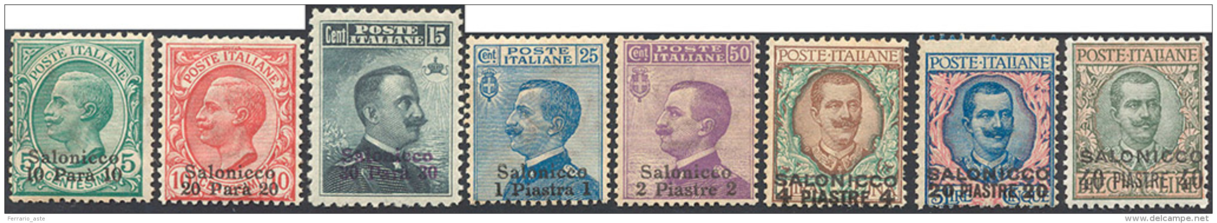 SALONICCO 1909/11 - Soprastampati (1/8), Gomma Originale Integra, Perfetti. G.Oliva Per L'alto Valor... - Autres & Non Classés