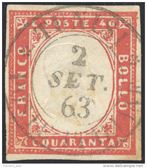 TUNISI POSTE ITALIANE D. C. Punti 12 - 40 Cent. IV Di Sardegna (16Da), Perfetto, Usato Il 2/9/1863. ... - Autres & Non Classés