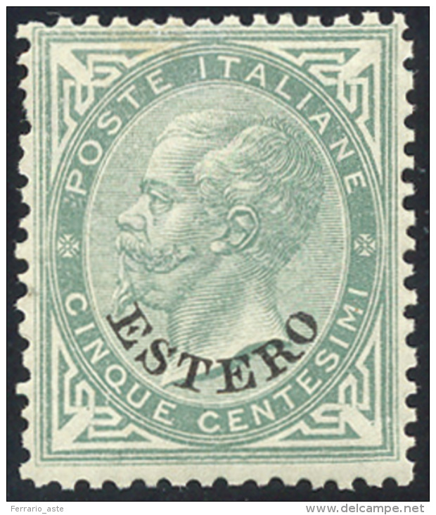 EMISSIONI GENERALI 1874 - 5 Cent. Verde Grigio De La Rue (3), Discreta Centratura, Gomma Originale, ... - Autres & Non Classés