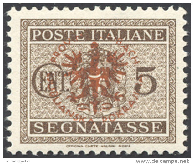 LUBIANA SEGNATASSE 1944 - 5 Cent. Soprastampa Arancio Bruno (1A), Gomma Originale Integra, Perfetto.... - Autres & Non Classés