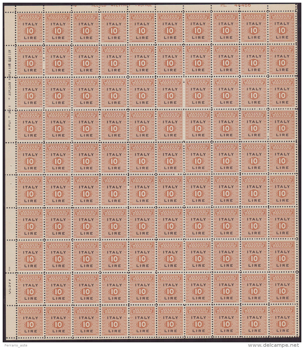 AMGOT SICILIA 1943 - L'emissione Completa (1/9) In Fogli Di 100 Esemplari, Gomma Integra, Alcuni Sen... - Autres & Non Classés