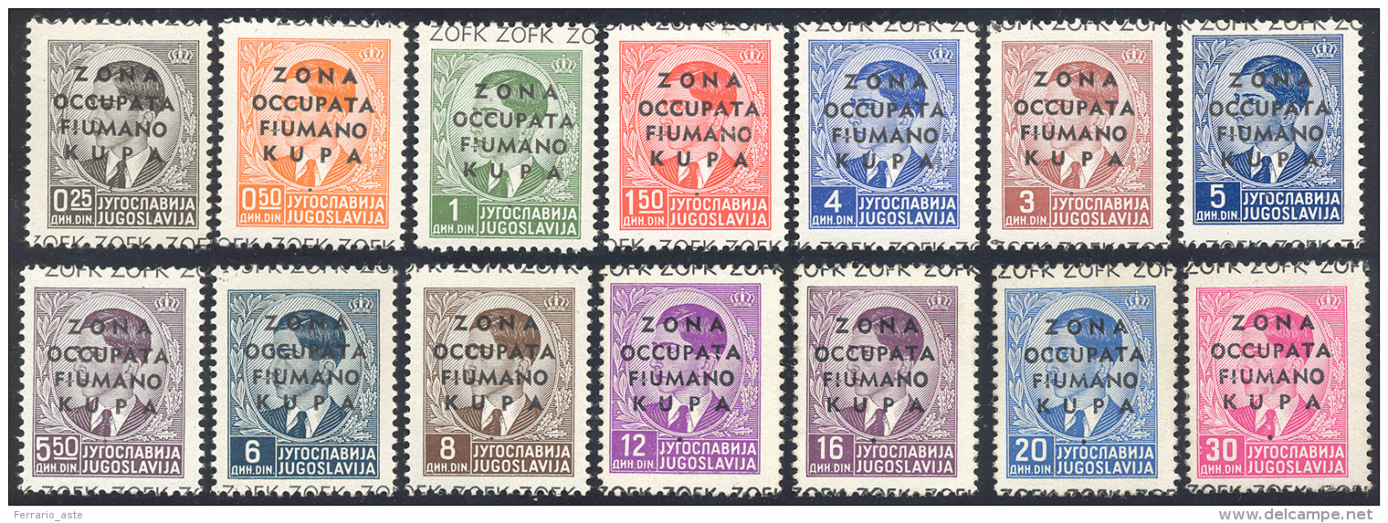 ZONA OCCUPATA FIUMANO KUPA 1941 - Soprastampati, Serie Completa (1/14), Nuovi, Gomma Originale Integ... - Autres & Non Classés
