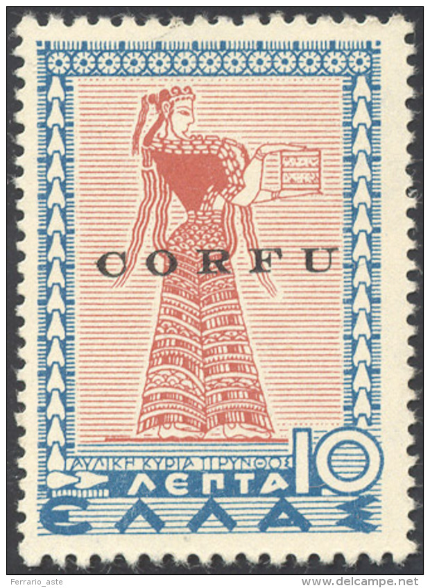 CORFU' 1941 - 10 L. Mitologica, Variet&agrave;&nbsp; "TIPY" Anzich&eacute; "TYPI" (20A), Gomma Originale, Perfetto. Ra.. - Autres & Non Classés