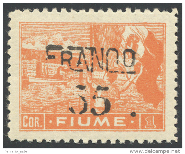 FIUME 1919 - 55 Cent. Su 1 Corona Soprastampato FRANCO, Su Carta Scadente Grigiastra Tipo A (A83), P... - Autres & Non Classés