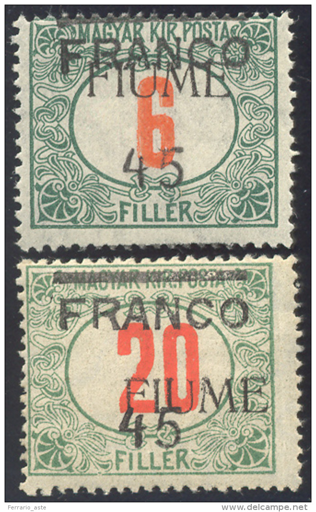 FIUME 1919 - Segnatasse Soprastampati "Franco 45" (29/30), Gomma Originale Integra, Perfetti. ... - Autres & Non Classés