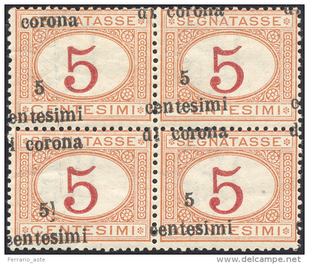 TRENTO E TRIESTE 1919 - 5 Cent. Su 5 Cent., Soprastampa Fortemente Spostata A Sinistra E In Basso (1... - Autres & Non Classés