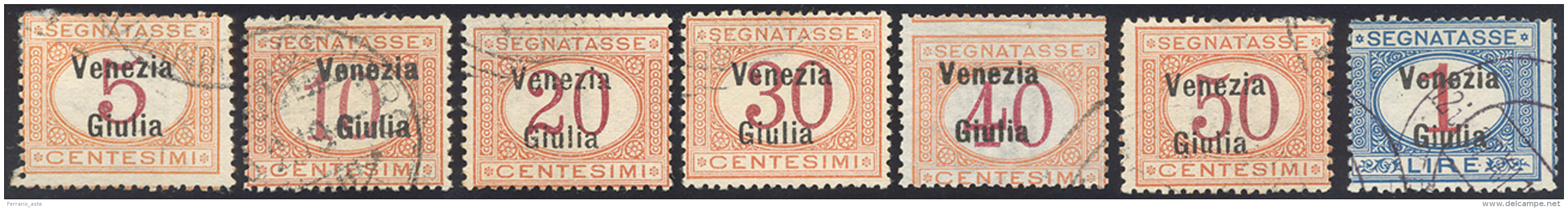 VENEZIA GIULIA SEGNATASSE 1918 - Soprastampati "Venezia Giulia" (1/7), Usati, Perfetti. ... - Autres & Non Classés