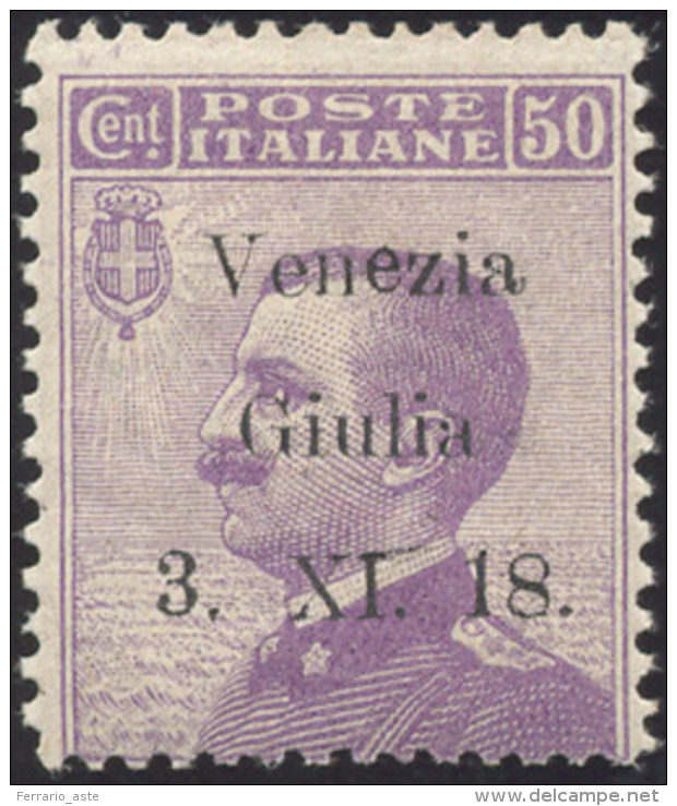 VENEZIA GIULIA 1918 - 50 Cent. Soprastampa Di Saggio (S1), Gomma Originale Integra, Perfetto. Raro! ... - Autres & Non Classés