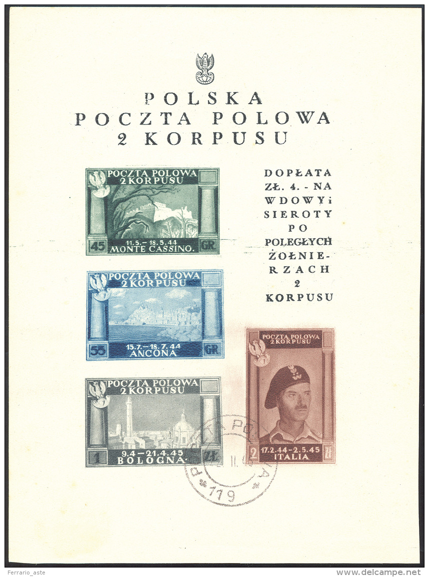 FOGLIETTI 1946 - Vittorie Polacche, Foglietto, Carta Bianca (1A), Usato, Perfetto. ... - 1946-47 Période Corpo Polacco