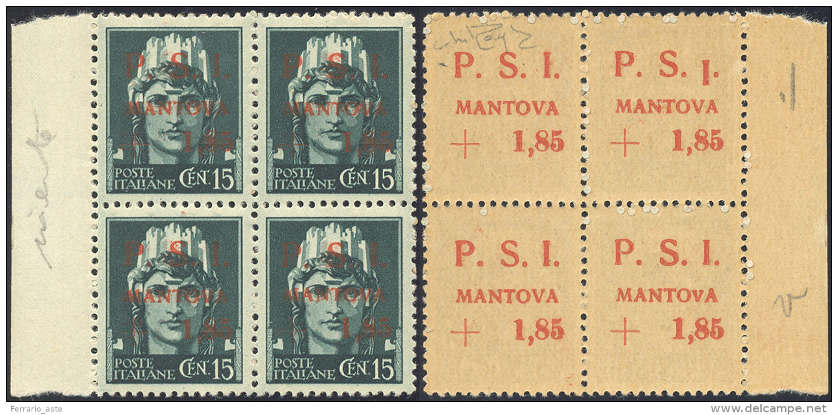 MANTOVA 1945 - 1,90 Su 10 Cent. E 1,85 Su 15 Cent., Entrambi Con Soprastampa Recto Verso (1aa,2aa), ... - Comité De Libération Nationale (CLN)