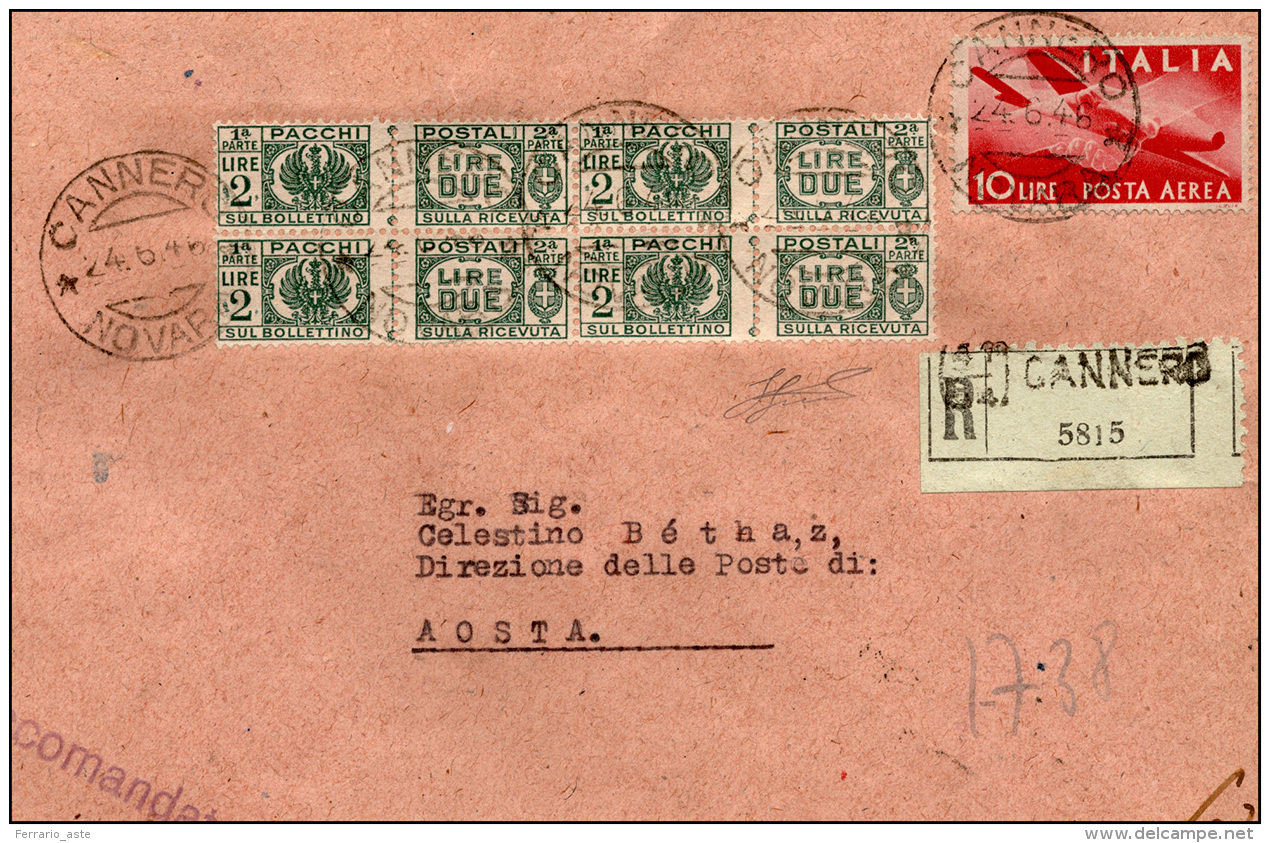 1946 - 2 Lire Senza Fasci, Blocco Di Quattro, E 10 Lire Posta Aerea Democratica (61,A130), Perfetti,... - Colis-postaux