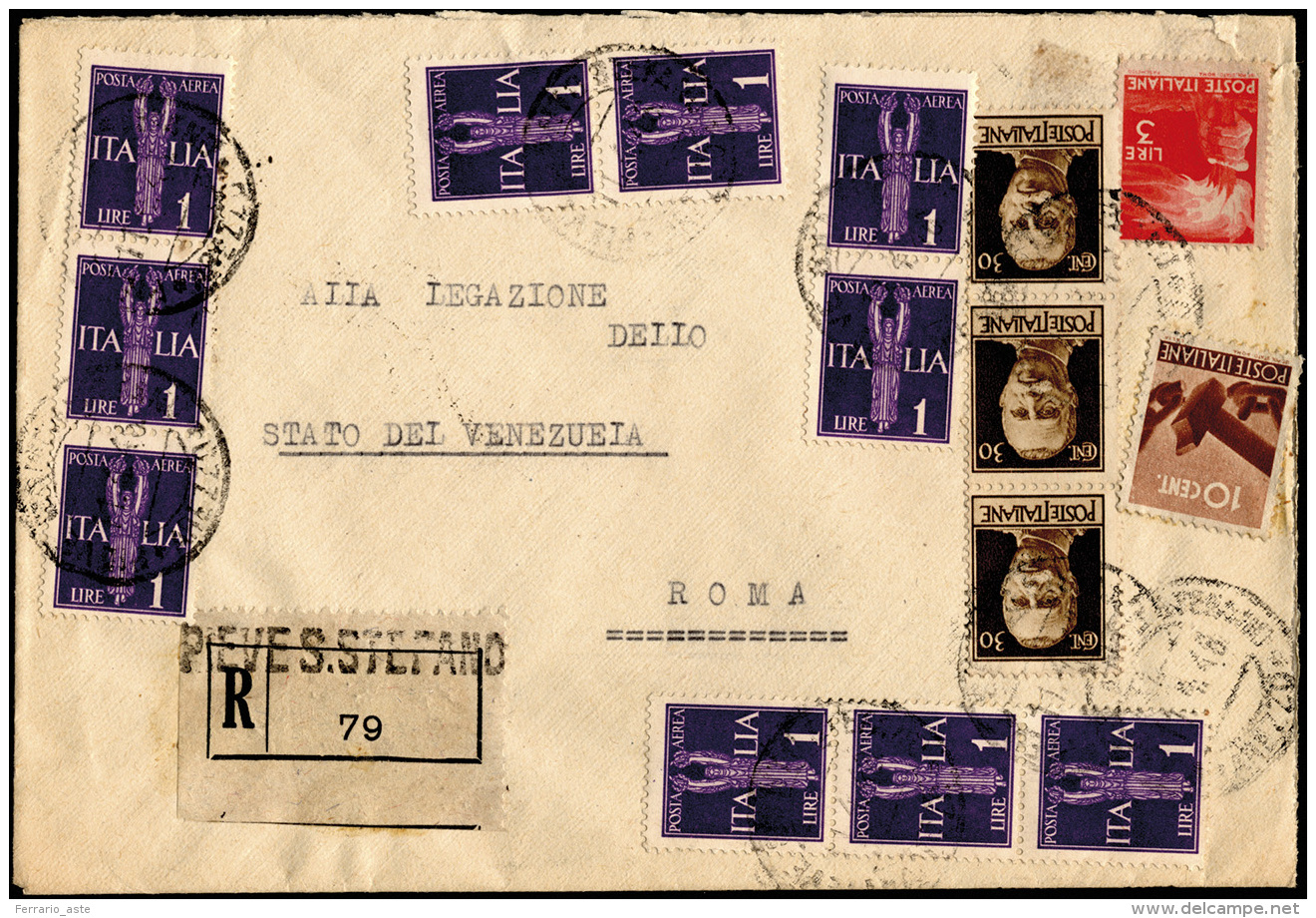 1946 - 1 Lira Violetto Di Posta Aerea (14), 10 Esemplari Pi&ugrave; Complementari Misti Repubblica-Luogote... - Autres & Non Classés