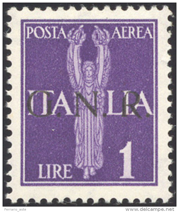 1943 - 1 Lira Soprastampa G.N.R. Di Brescia (121/I), "R" Rotta In Alto A Sinistra, Gomma Originale I... - Airmail