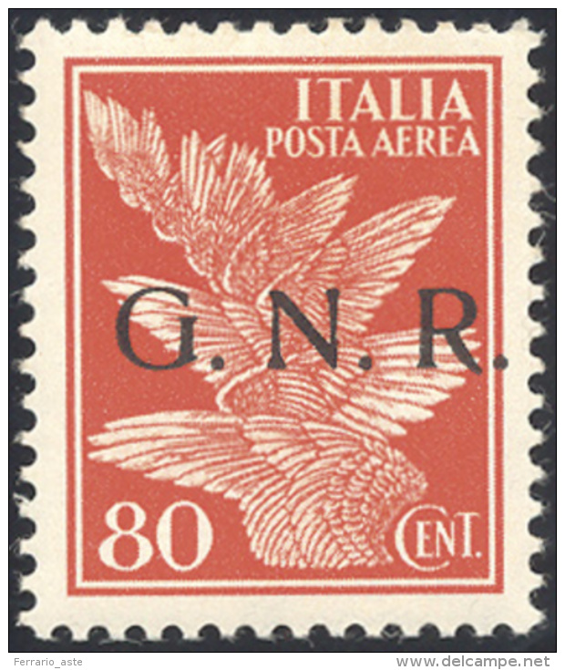 1943 - 80 Cent. Arancio, Soprastampa G.N.R. Di Brescia Del I Tipo (120/I), Nuovo, Gomma Originale In... - Poste Aérienne