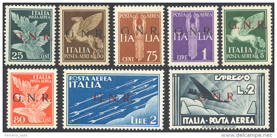 1943 - Serie Completa, Soprastampati G.N.R. Del I Tipo Di Brescia (117/I-125/I), Nuovi, Gomma Origin... - Poste Aérienne