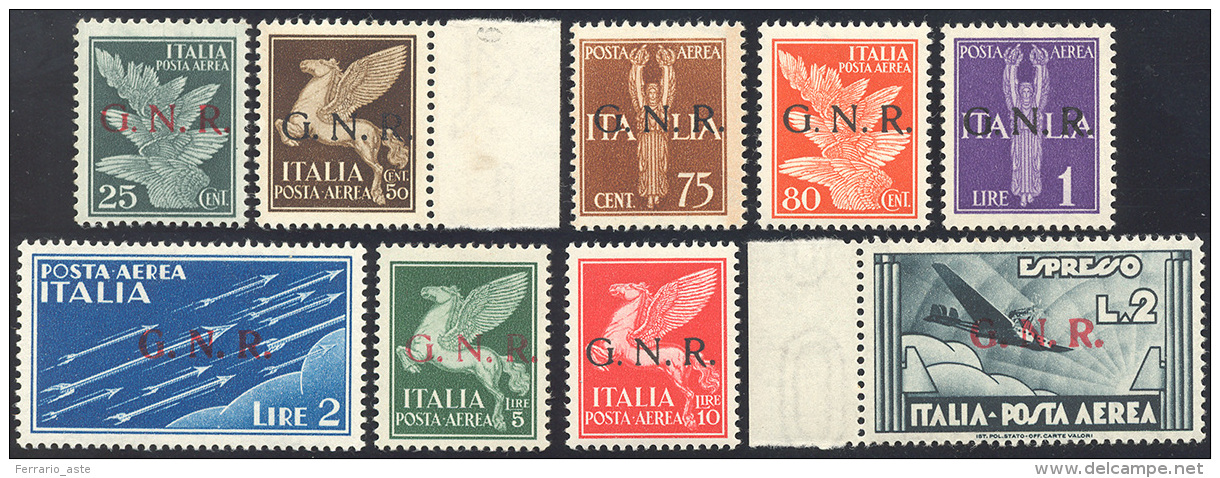 1944 - Soprastampati G.N.R. Di Verona (117/125), Ottima Centratura, Gomma Originale Integra, Perfett... - Airmail