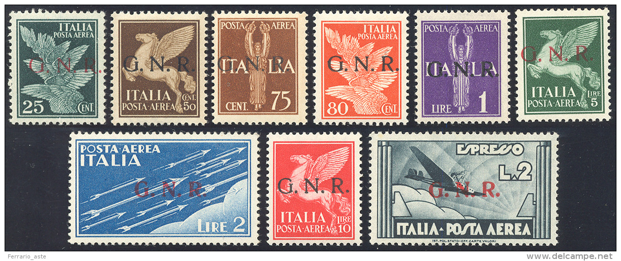 1944 - Soprastampati G.N.R. Di Verona (117/125), Gomma Originale Integra, Perfetti. Ottima Centratur... - Poste Aérienne