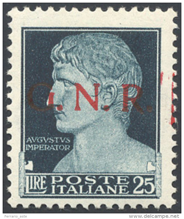 1944 - 25 Lire Soprastampa G.N.R. Di Verona, Spazio Tipografico Verticale (488ka), Gomma Originale I... - Autres & Non Classés