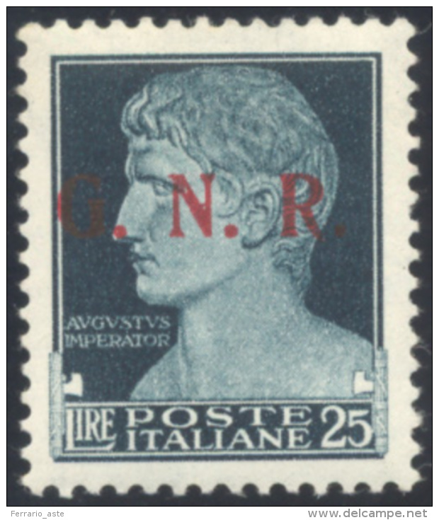 1943 - 25 Lire Nero Azzurro, Imperiale, Soprastampa G.N.R. Del III Tipo Tiratura Di Brescia (488/III... - Autres & Non Classés