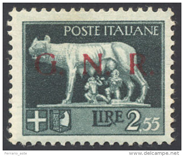 1943 - 2,55 Lire Soprastampa Spaziata G.N.R. Di Brescia (483/A), Gomma Originale, Perfetto. Ferrario... - Autres & Non Classés