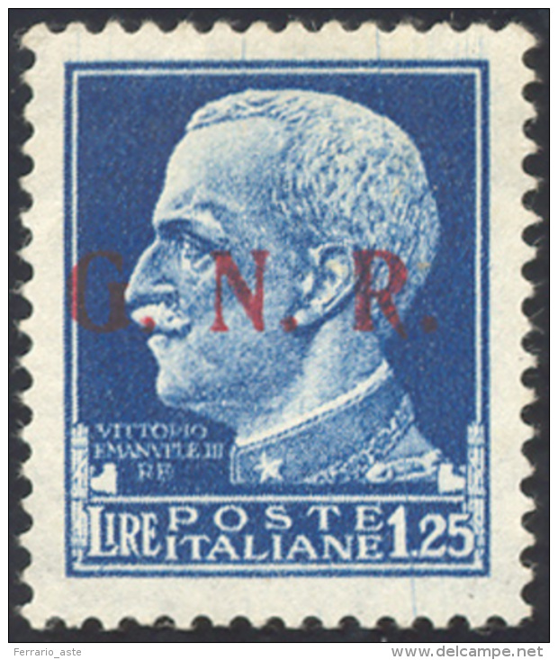 1943 - 1,25 Lire Imperiale, Soprastampa G.N.R. Del III Tipo, Tiratura Di Brescia (480/III), Nuovo, G... - Autres & Non Classés