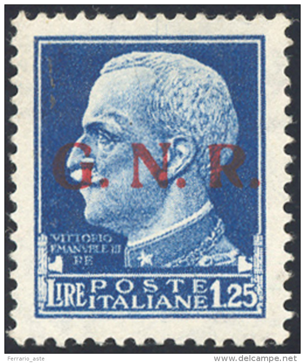 1943 - 1,28 Lire Imperiale, Soprastampa G.N.R. Del III Tipo, Tiratura Di Brescia (480/II), Nuovo, Go... - Autres & Non Classés