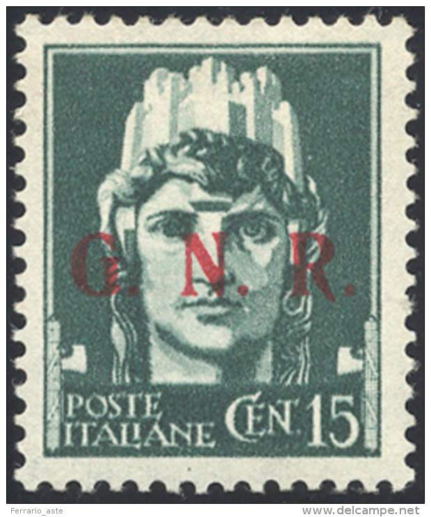 1943 - 15 Cent. Imperiale, Soprastampa G.N.R. Del III Tipo, Tiratura Di Brescia (472/III), Nuovo, Go... - Autres & Non Classés