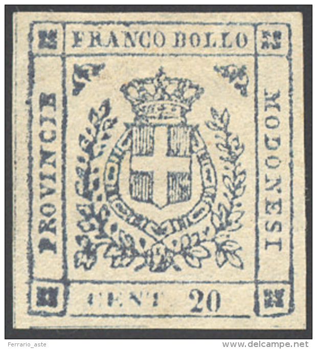 1859 - 20 Cent. Ardesia Violaceo, Variet&agrave;&nbsp; "senza Punto Dopo 20" (15d), Perfetto, Nuovo, Gomma Origi... - Modène