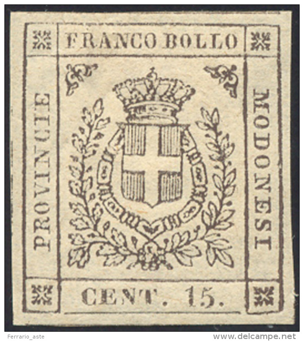 1859 - 15 Cent. Bruno (13), Gomma Originale, Perfetto. Bello! Emilio Diena Cert. Ferrario. ... - Modène