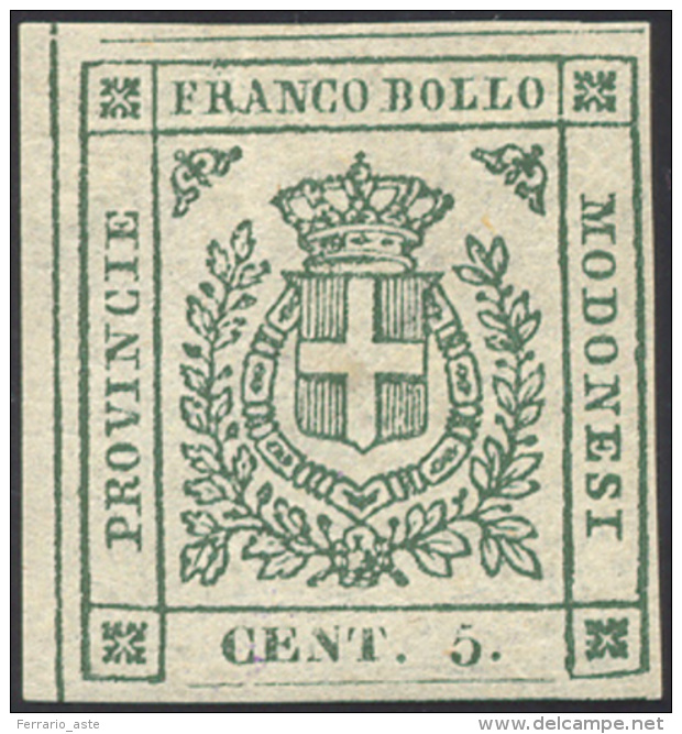 1859 - 5 Cent. Verde (12), Nuovo, Gomma Originale, Perfetto. Molto Fresco. Alberto Ed Enzo Diena, Ce... - Modène