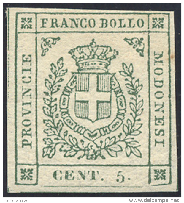 1859 - 5 Cent. Verde (12), Gomma Originale, Perfetto. A.Diena. ... - Modène