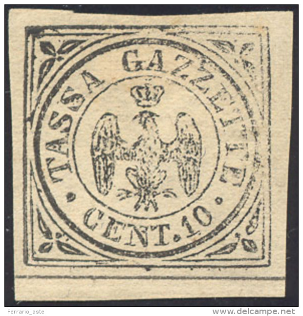 1859 - 10 Cent. Nero (5), Gomma Originale, Perfetto. A.Diena, Raybaudi. ... - Modène