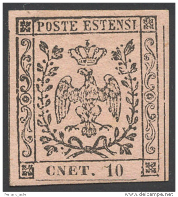 1854 - 10 Cent. Rosa, II Emissione, Variet&agrave;&nbsp; Lettere Invertite CNET E Senza Punto Dopo Le Cifre (9f)... - Modène