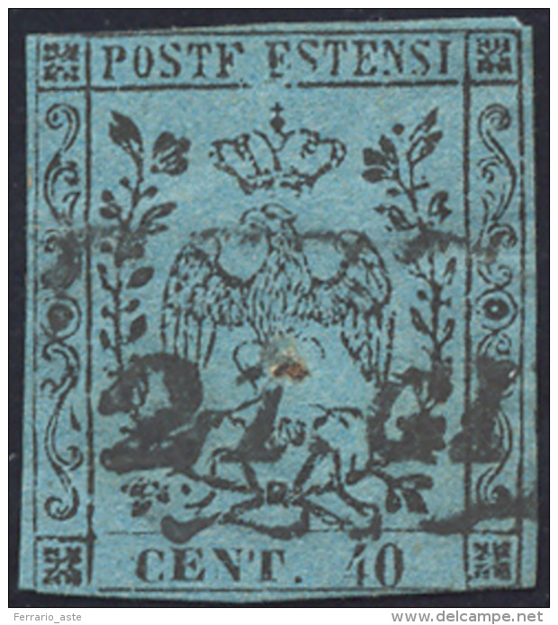 1852 - 40 Cent. Celeste (5), Usato, Molto Difettoso. Occasione. ... - Modène