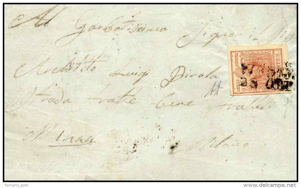 VIGGIU', Punti 12 - 15 Cent. (6), Perfetto, Su Lettera Del 28/10/1853 Per Milano. Rara! A.Diena, Fie... - Lombardo-Vénétie