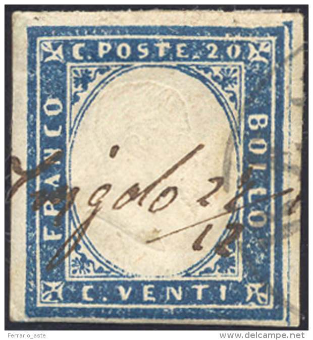TRIGOLO, Grafico Provvisorio, Punti R2 - 20 Cent. Azzurro Scuro (15C), Perfetto, Usato 27/12/1860, P... - Lombardy-Venetia