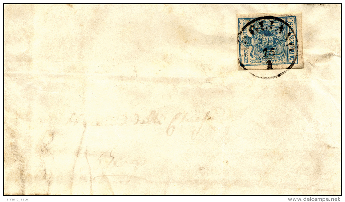 MOGLIANO, C1 Punti 7 - 45 Cent. (22), Perfetto, Su Sovracoperta Di Lettera Del 15/1/1858 Per Almenno... - Lombardo-Vénétie