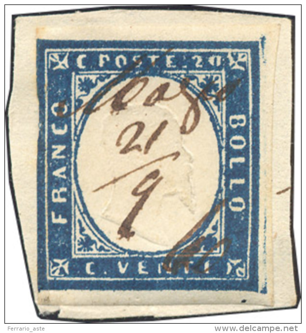 MAZZO, Grafico Provvisorio, Punti 13 - 20 Cent. Azzurro Scuro (15C), Appena Sfiorato A Sinistra, Usa... - Lombardo-Vénétie