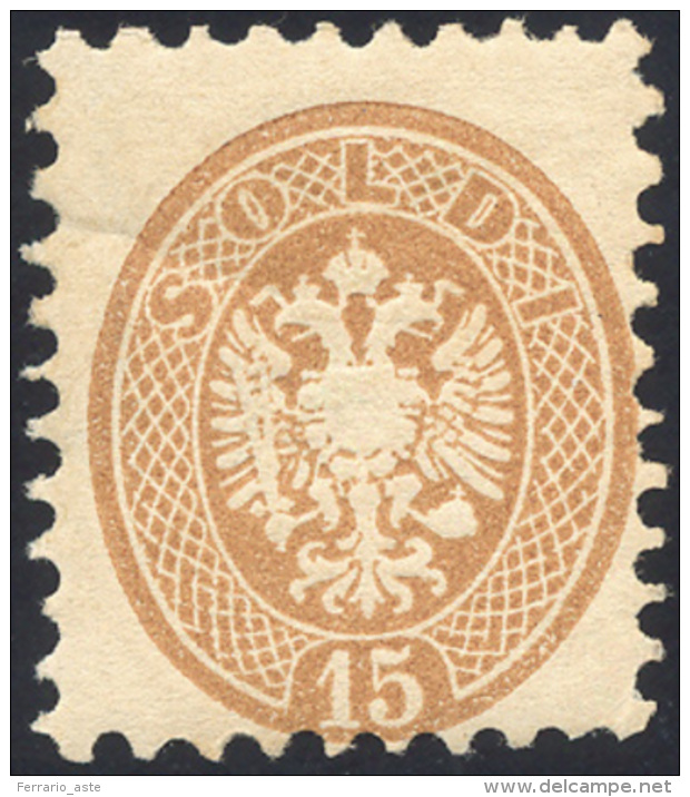 1864 - 15 Soldi Bruno, Dent. 9 1/2 (45), Gomma Originale Integra, Perfetto. Naturale Grinza Di Gomma... - Lombardo-Vénétie