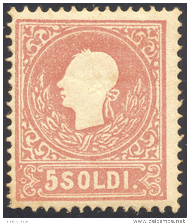 1859 - 5 Soldi, II Tipo (30), Gomma Originale, Perfetto. Enzo Diena. ... - Lombardo-Vénétie