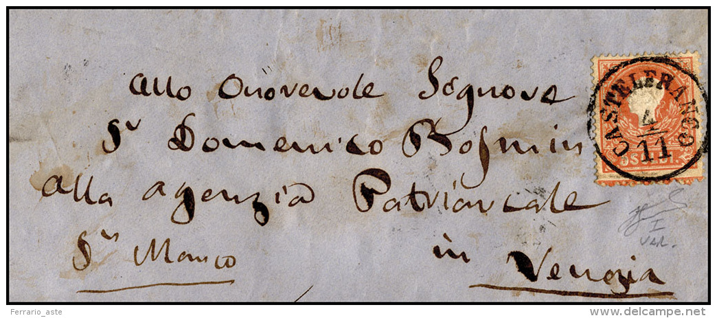 1858 - 5 Soldi Rosso, I Tipo, Formato Pi&ugrave; Alto Per Salto Di Dentellatura E Principio Di Croce Di Sa... - Lombardo-Vénétie