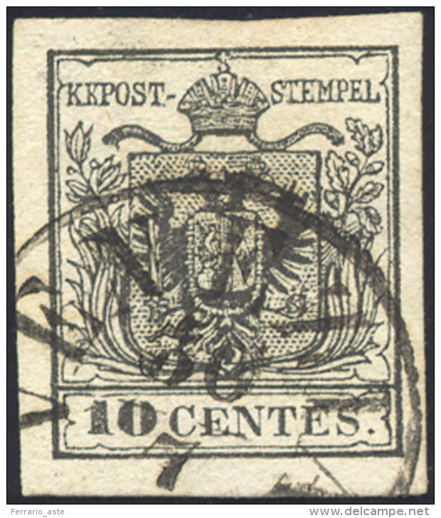 1857 - 10 Cent. Nero, Carta A Macchina (19), Perfetto, Usato A Venezia 30/7. Bello! ... - Lombardo-Vénétie