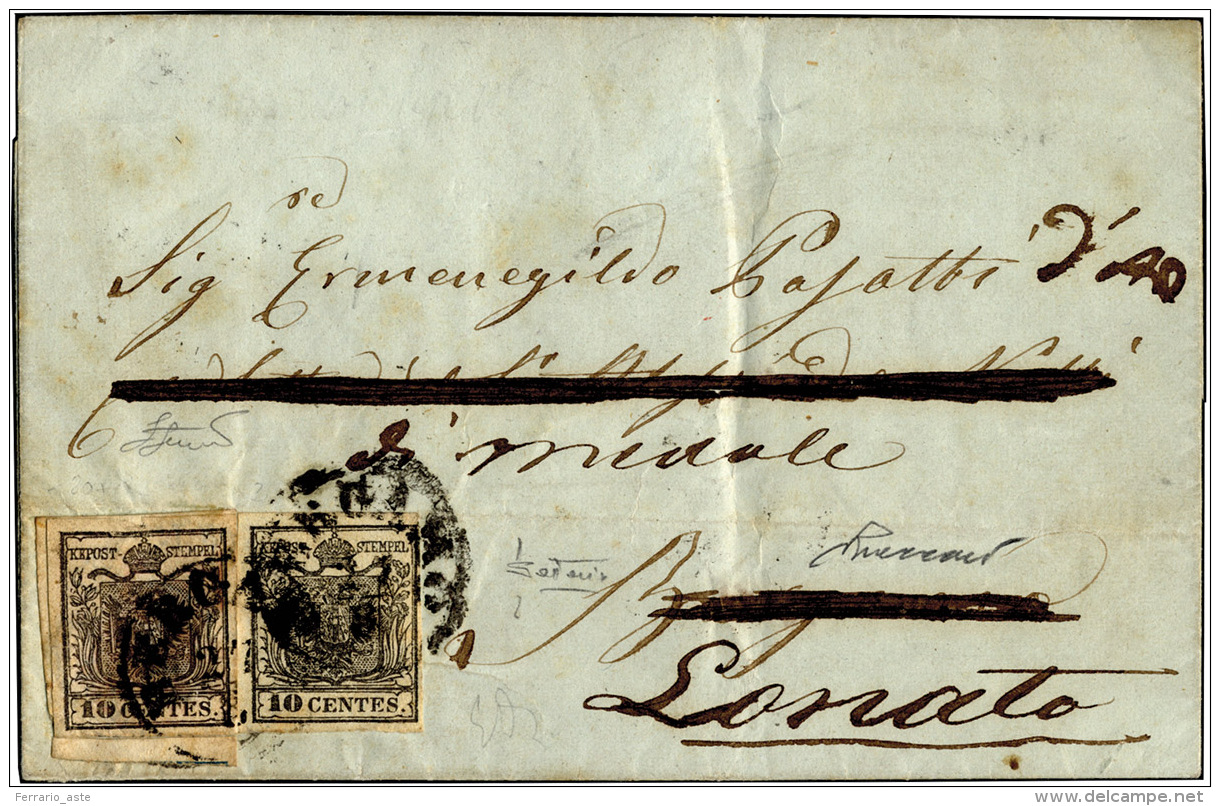 1858 - 15 Cent. Rosso Vermiglio, A Macchina (20), Perfetto, Su Lettera Da Castiglione Delle Stiviere... - Lombardy-Venetia