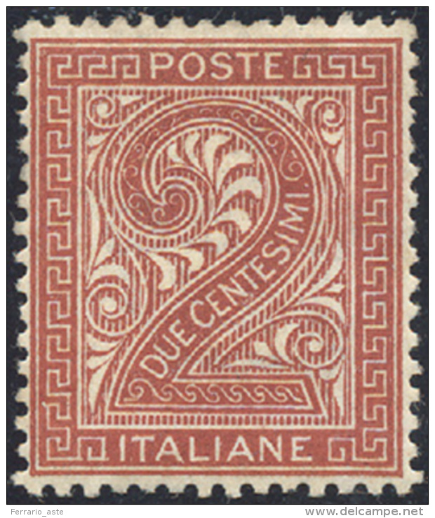 1863 - 2 Cent. Bruno Rosso De La Rue, Tiratura Di Londra (L15), Nuovo, Gomma Originale, Perfetto E D... - Autres & Non Classés