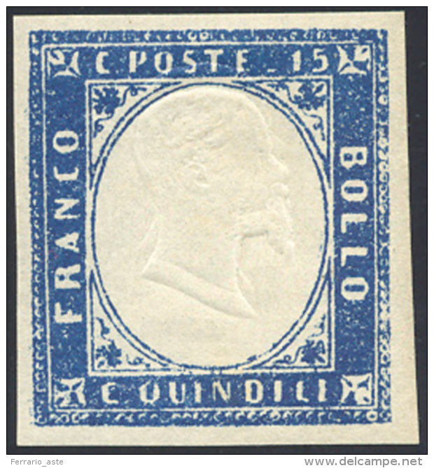 1863 - 15 Cent. Azzurro, Tipo Sardegna (11), Gomma Integra, Perfetto. Bello! Ferrario. ... - Autres & Non Classés