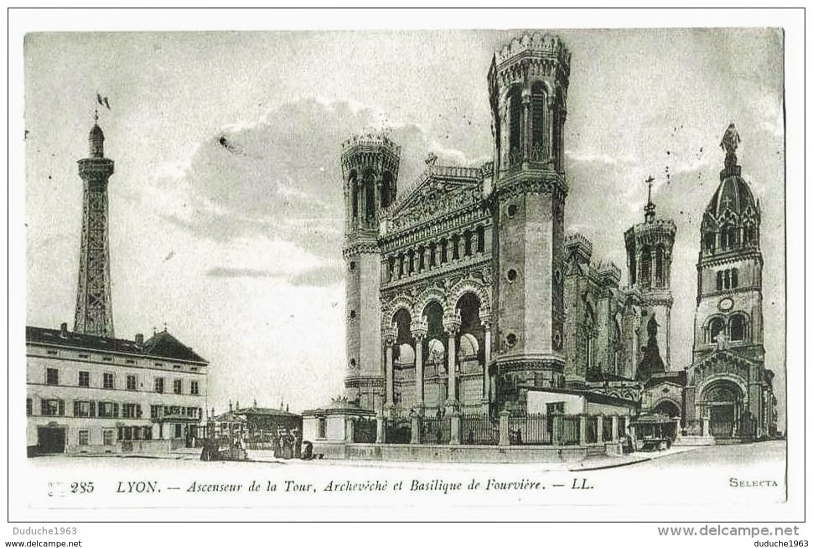 CPA- LYON. Ascenseur De La Tour, Basilique De Fourvière - Autres & Non Classés