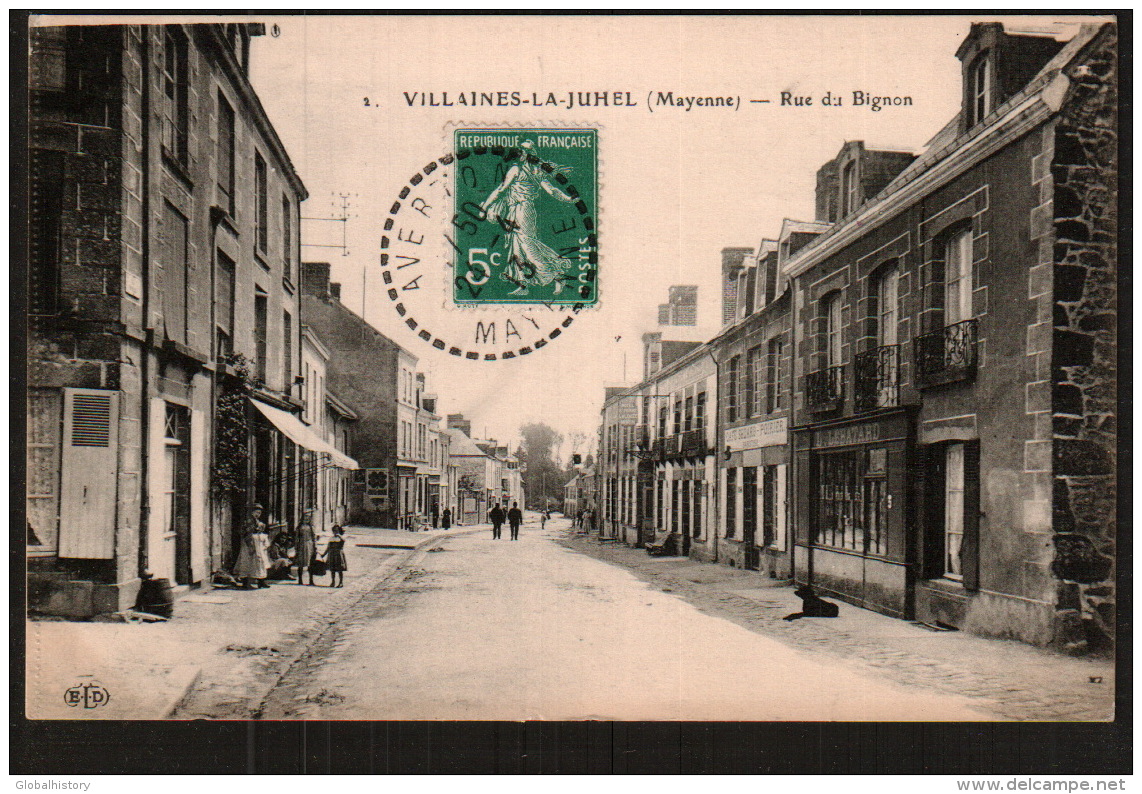 DD1600  FRANCE  VILLAINES LA JUHEL RUE DE BIGNON  POSTCARD - Villaines La Juhel