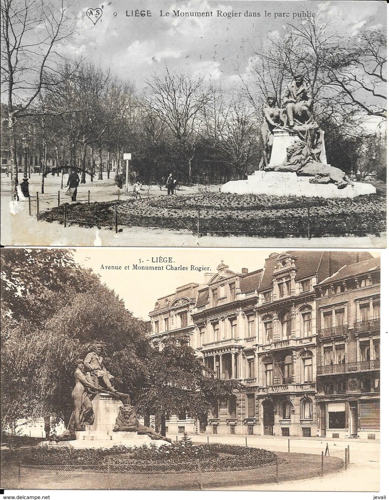 2 X  CPA / PK/ AK  -  LIÈGE   Avenue Et Monument Charles Rogier - Lüttich