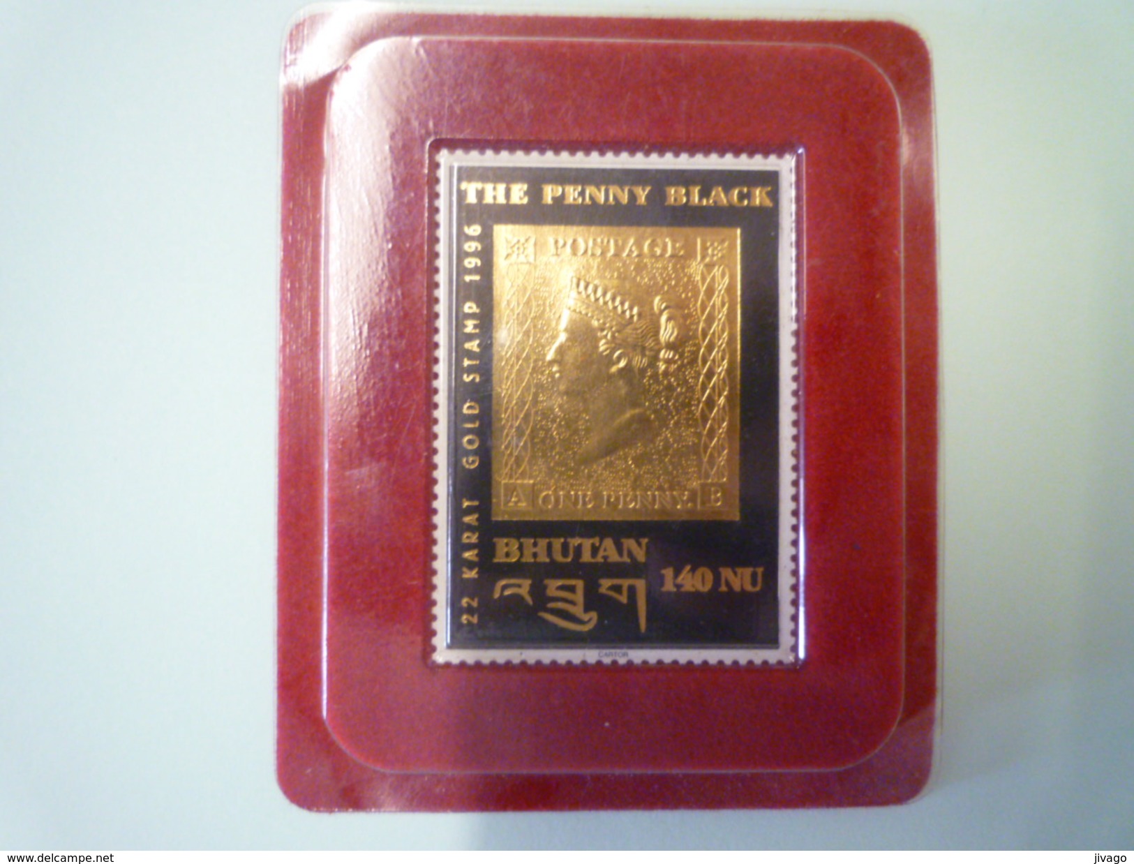 Bhutan 22 KARAT GOLD STAMP 1996 THE PENNY BLACK BHUTAN